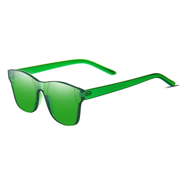 Rimless Wayfarer Sunglasses Retro Green Classic NW - Picture 4 of 5